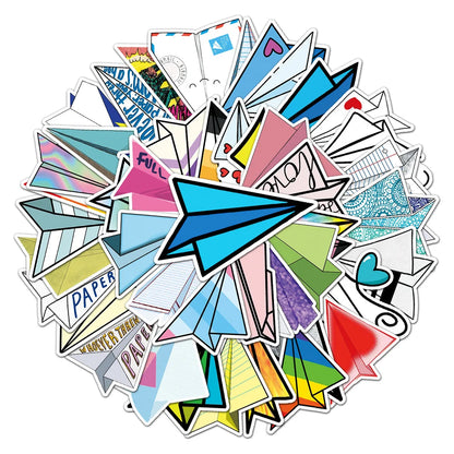 50PCS Paper Airplane Cartoon Personality Creative Graffiti Sticker   Suitcase Guitar Computer Waterproof Sticker