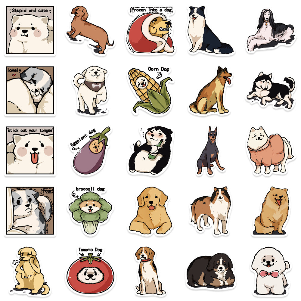 50PCS Inter-Species Encounter Stickers - Hand-Drawn Canine Epiphany Decals for Cross-Species Kinship Maps, Accidental Intimacy Journals & Animal Gaze Archives