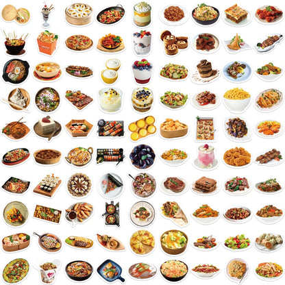 90PCS Cartoon Realistic Food Doodle Stickers for Suitcases, Skateboards, Computers, Laptops, Refrigerators, Water Bottles, Helmets, and More Exquisite DIY Desktop Decorative Decals