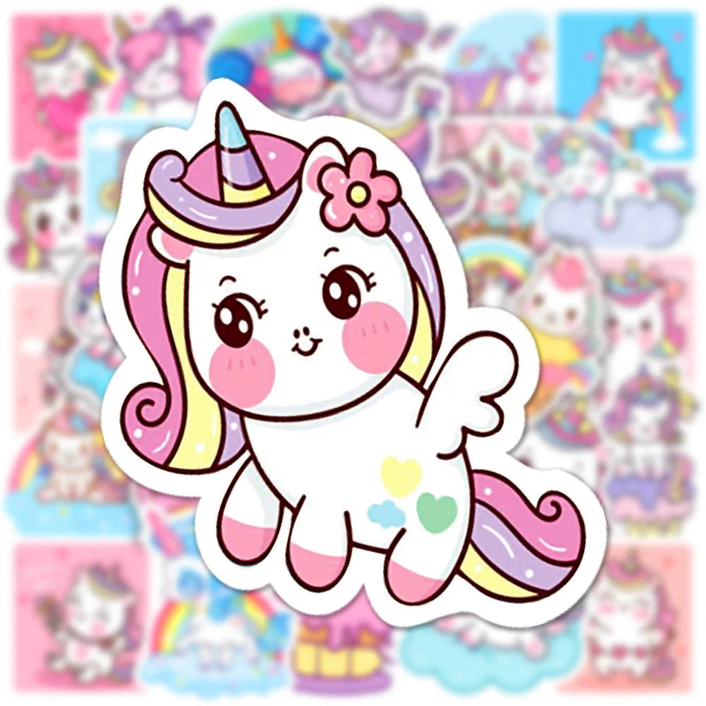 50PCS New Cute Unicorn Graffiti Stickers Refrigerator Computer Notebook Skateboard Water Cup