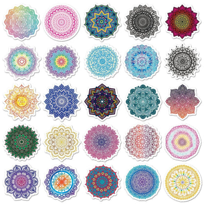 50PCS Cartoon Mandala Sticker Graffiti iPad Luggage Notebook Car  Computer DIY Pattern Scrapbook Toys Decoration