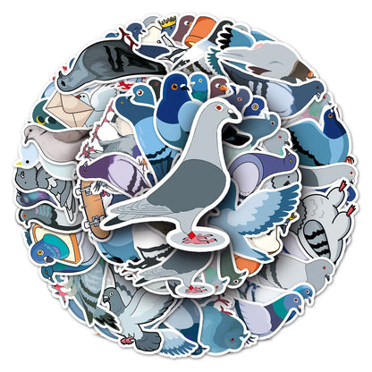 50 pieces of cartoon pigeon animal graffiti stickers, personalized, fashionable and creative decorative exquisite stickers, cups, guitars, helmets, refrigerators, popular decal toys