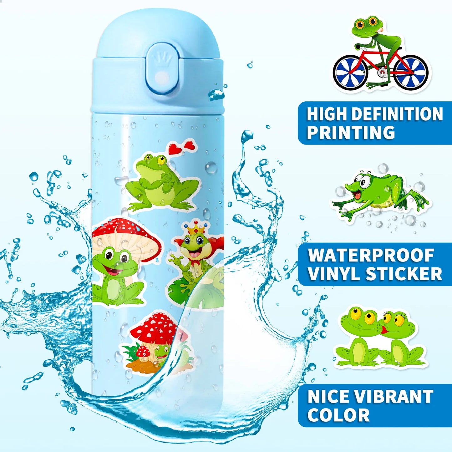 50PCS Cartoon Animal Frog Sticker Graffiti iPad Luggage  Car Guitar DIY Personalized Wall Sticker Toy Decoration