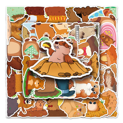 50PCS Cartoon Groundhog Sticker Graffiti Cute Animal Mobile Phone Helmet  Guitar DIY Wall Sticker Toy Decoration