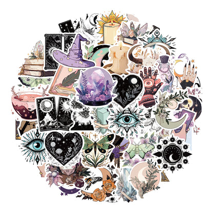 50PCS Cartoon Witch Doodle Stickers Exquisite, Fashionable, Creative DIY Journal Decorations Suitable for Suitcases, Skateboards, Laptops, Refrigerators, Phone Cases, and Stationery Boxes