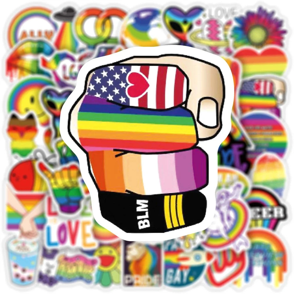 50PCS Rainbow Same Sex Graffiti Waterproof Stickers Personalized Creative Decoration Refrigerator Skateboard Cup