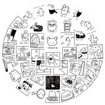 40PCS Cartoon Black And White Sketch Doodle Stickers Personality Fashion Creative DIY Fine Decorative Stickers Skateboard Refrigerator Water Cup Helmet Guitar Popular Decals Toys