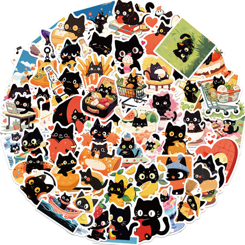50PCS Classic Cute Cat Doodle Stickers, Timeless Cartoon Kitty Decals for Endless Adoration and Crafts
