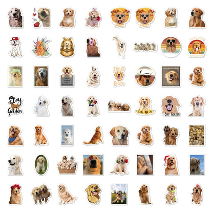 50PCS Cartoon Cute Golden Retriever Animal Doodle Stickers Exquisite Fashion Creative DIY Journal Decorative Decals Suitable for Skateboards, Refrigerators, Guitars, and Stationery Boxes