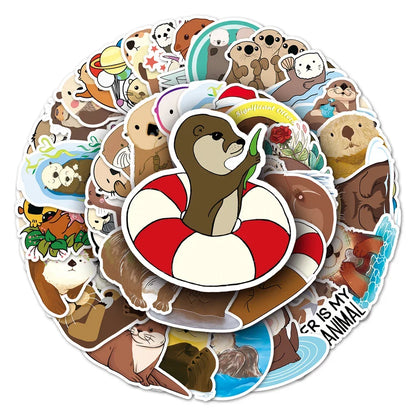 50PCS Otter Cute Cartoon Graffiti Waterproof Sticker Toy Decoration DIY Notebook Gift iPad Guitar Cup Suitcase