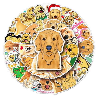50PCS Golden Retriever Doodle Stickers, Sunny & Friendly Cartoon Dog Decals for Pet Lovers and Happy Vibes