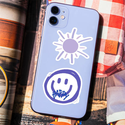 50PCS Purple Series Small Fresh Cartoon Art Stickers For Scooter Laptop Guitar Kids Toys PVC Kawaii Stickers