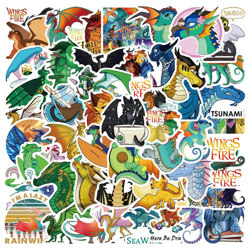 50PCS Popular Novel Wings of Fire Dragon Sticker for Laptop IPad Luggage Gift Journal Waterproof Sticker