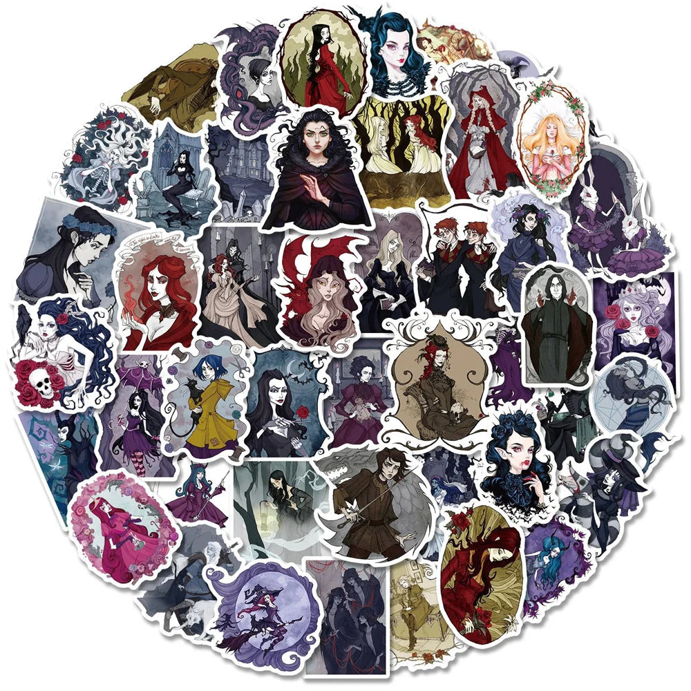 50PCS Cartoon Dark Fairy Tale Series Stickers  Luggage Laptop IPad Journal Guitar Phone Case Waterproof Stickers