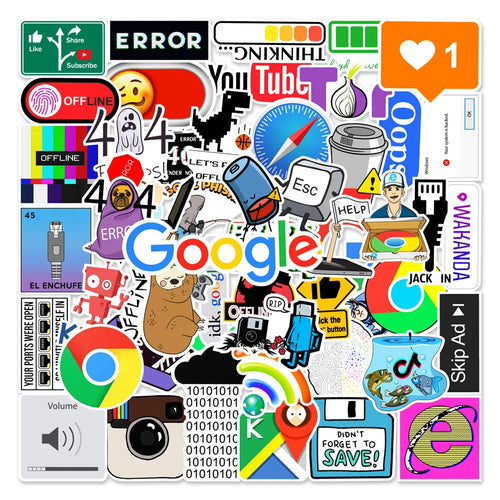 50PCS 404 Network Error Graffiti Stickers Personalised Fashion Creative DIY Exquisite Decorative Stickers Mobile Phone Computer Skateboard Helmet Popular Decals Toys