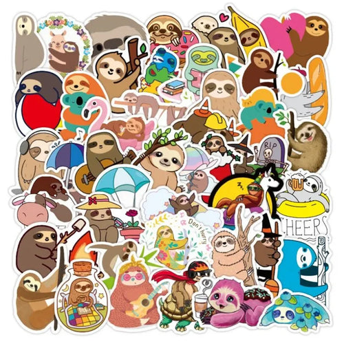 50PCS Cute Lazy Animal Cartoon Graffiti Refrigerator Luggage Skateboard DIY Guitar Helmet Cup Waterproof Sticker