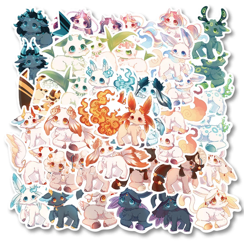 40PCS of cute graffiti stickers featuring fantasy creatures, personalized, fashionable and creative DIY exquisite decorative stickers, notebooks, children's gifts, ipads, guitars, helmets, and popular decal toys