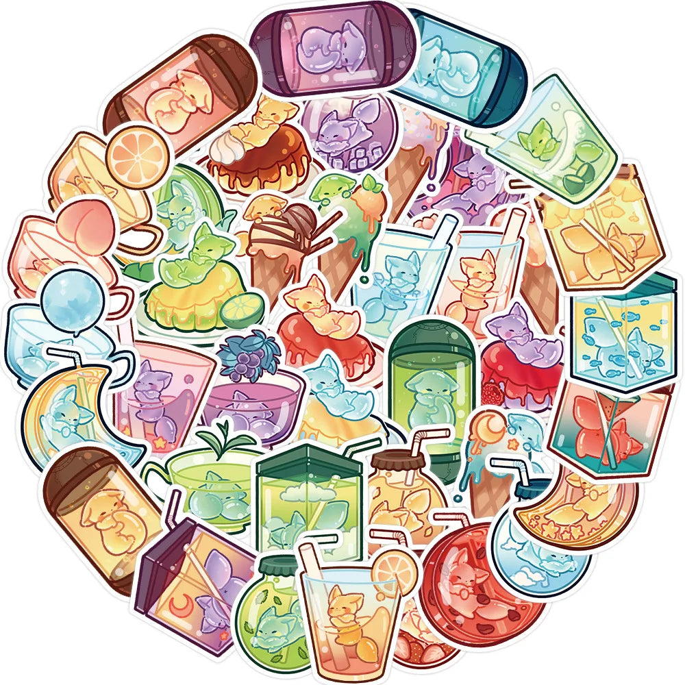 40PCS Cartoon Jelly Fox INS Small Fresh Graffiti Stickers Personalized DIY Decorative Stickers IPad Luggage Laptop Guitar Computer Decorative Decals Toys