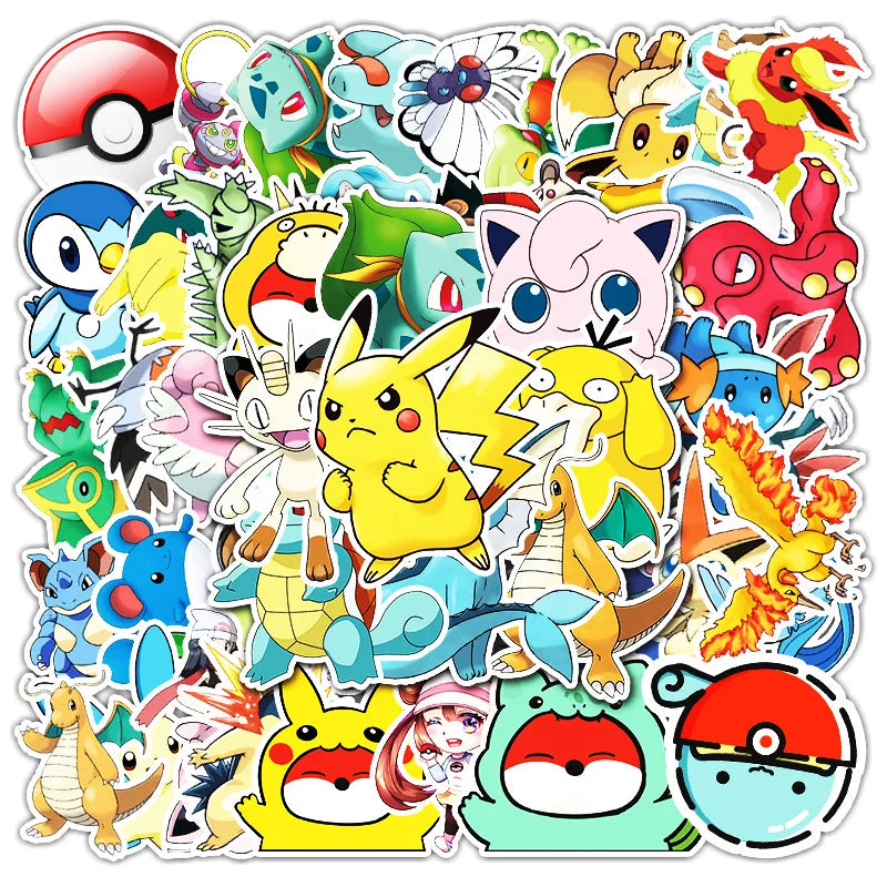 50PCS            Pokémon Cartoon Sticker Waterproof Sticker Skateboard Luggage Phone Shell Decorative Sticker