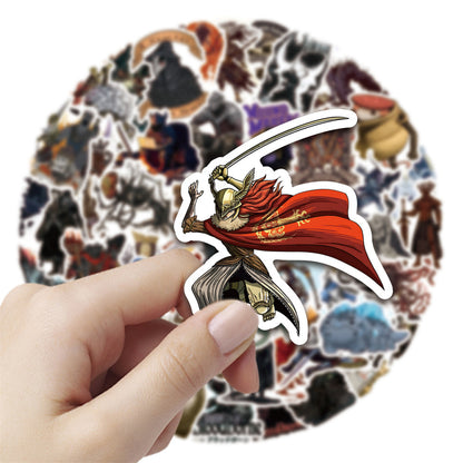 50PCS Dark Souls Inspired Cartoon Stickers - Gothic Fantasy & Boss Battle Doodle Decals for Gaming Journals, Difficulty Aesthetics, Death Count Trackers & Soulsborne Fan Art Projects