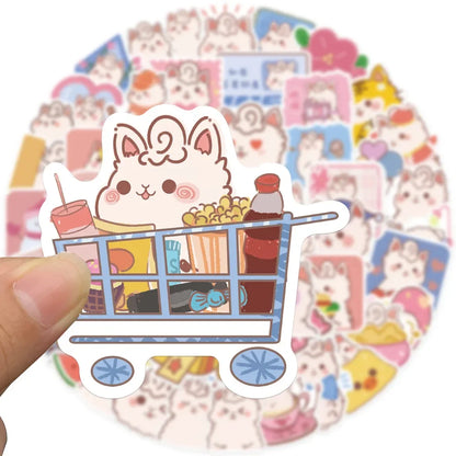 50pcs Hand-painted Cartoon Alpaca Personalized Trendy Water Cup Decoration Sticker, Computer Phone Case Bicycle
