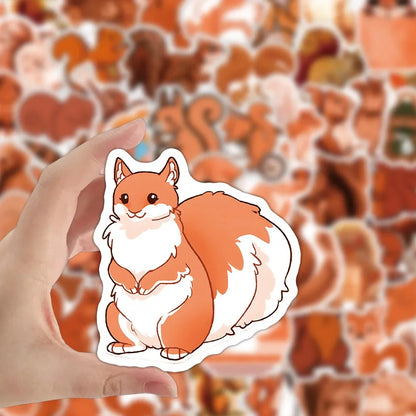 50 pieces of cute cartoon squirrel animal graffiti stickers, personalized, fashionable and creative DIY exquisite decorative stickers, skateboard guitar, refrigerator, water cup, helmet, popular decal toys