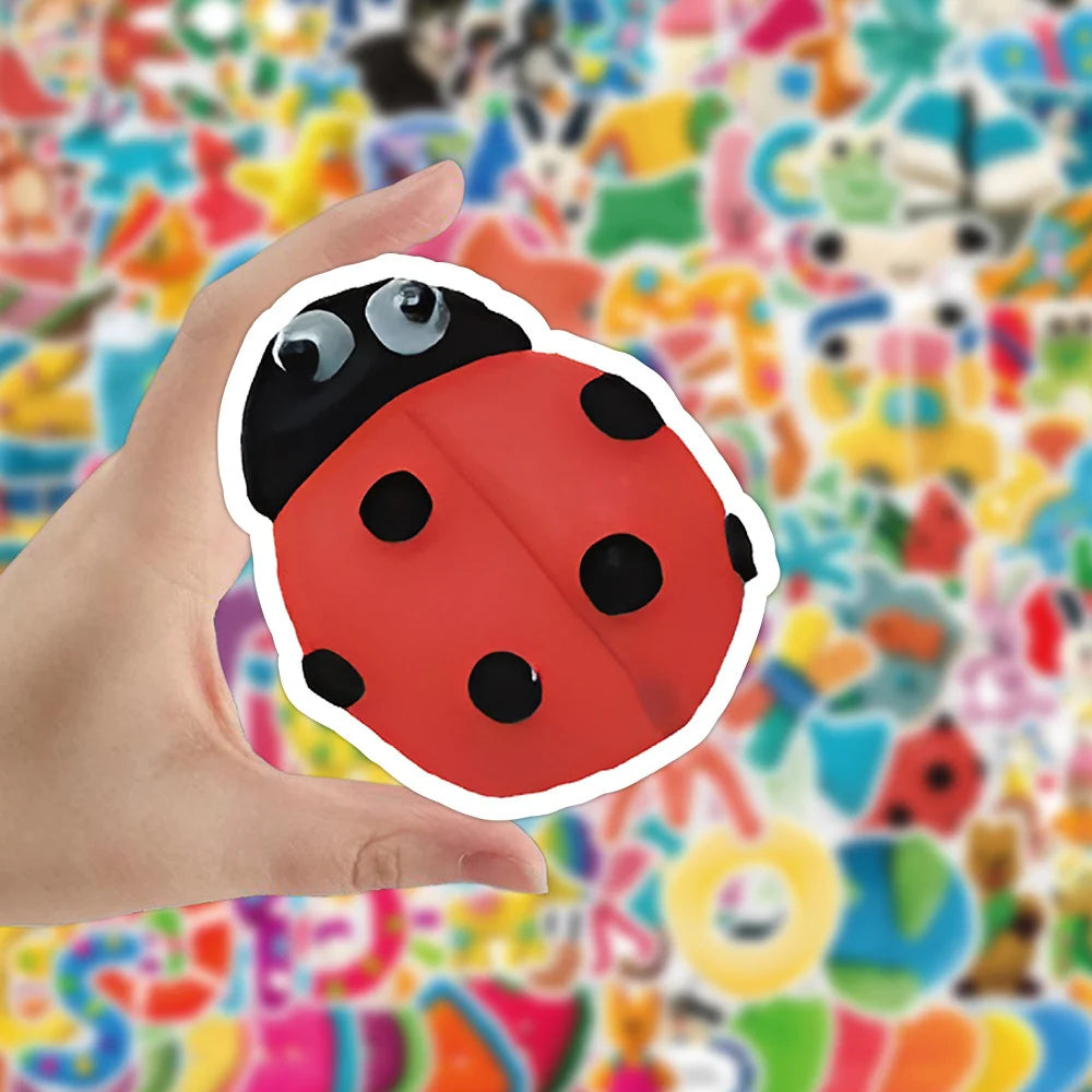 100PCS Cute Cartoon Playdough Doodle Stickers Personalised Fashion Creative DIY Beautifully Decorative Decals Toys Laptop IPad Skateboards Mugs Helmets Popular Stickers Gifts