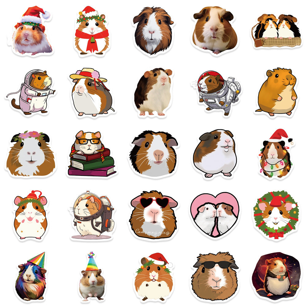 50PCS Cute Cartoon Guinea Pig Animal Doodle Stickers Exquisite, Fashionable, Creative DIY Journal Decorations Suitable for Phone Cases, Laptops, Water Bottles, Guitar Heads, Helmets, and Stationery Boxes