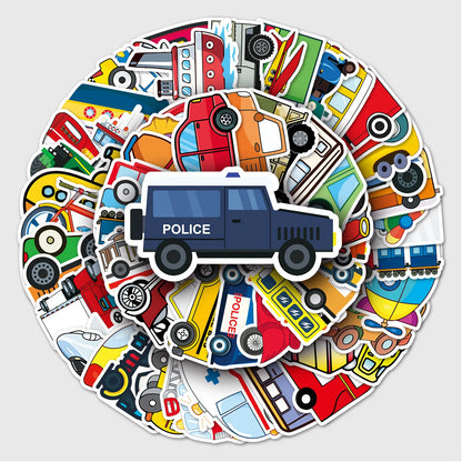 100PCS Cartoon Transport Graffiti Stickers Personalised Fashion Creative DIY Stickers Suitcase Notebook Helmet Car Guitar Beautifully Popular Decorative Decals Toys