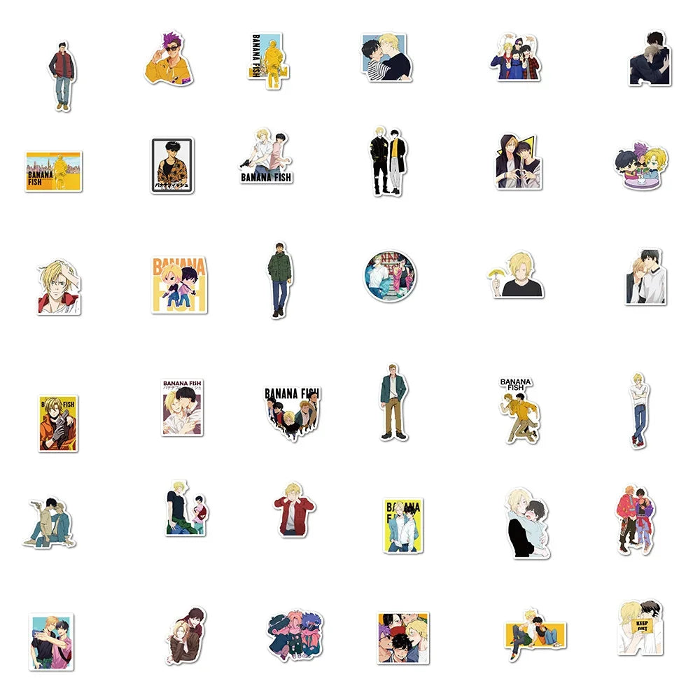 50PCS Japanese Anime Trembling Killing Machine BANANA FISH Graffiti Luggage Laptop Waterproof Sticker