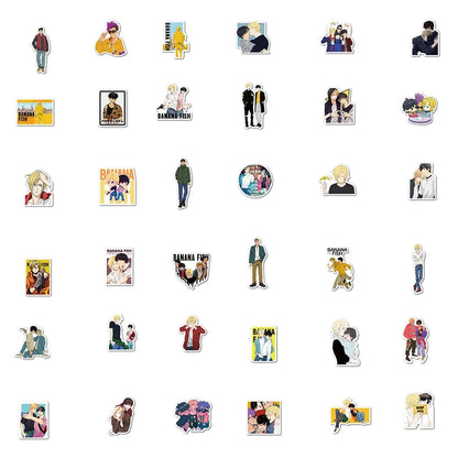 50PCS Japanese Anime Trembling Killing Machine BANANA FISH Graffiti Luggage Laptop Waterproof Sticker