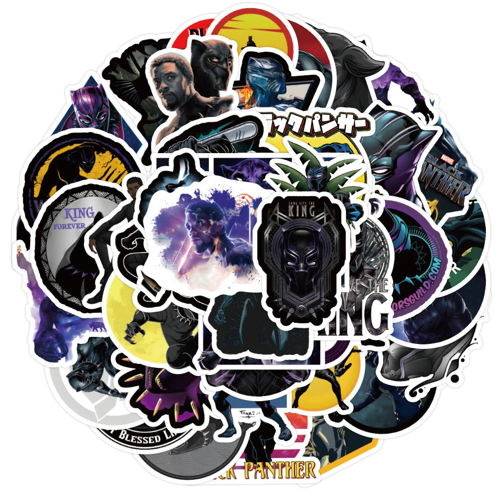 50PCS cartoon animal black panther graffiti stickers, personalized, fashionable and creative DIY trend decorative stickers, bicycles, scooters, helmets, laptops, popular and exquisite decal toys