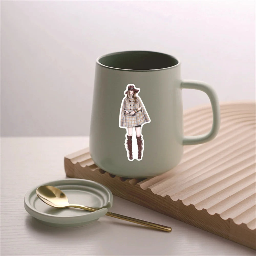50PCS of European and American fashion women's clothing graffiti stickers, personalized fashion and creative DIY beautiful and trendy decorative decals, helmets, toys, guitars, skateboards, refrigerators, and popular stickers