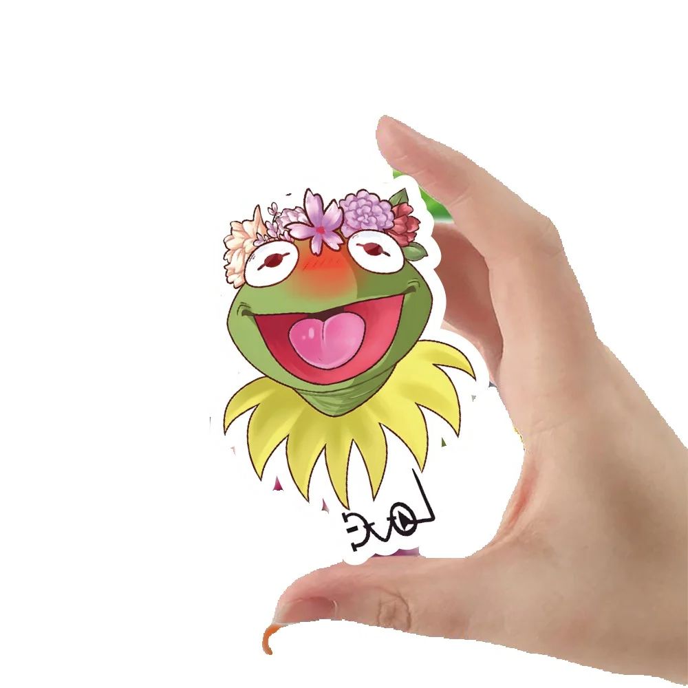 50PCS Giant Cartoon Frog Puppet Doodle Stickers Exquisite Creative Decorative Decals Perfect for Skateboards, Water Bottles, Helmets, and Guitars