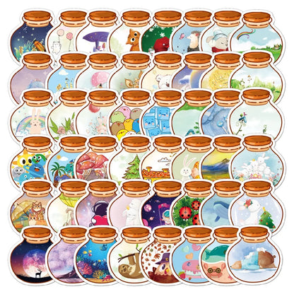50PCS Cartoon Cute Ins Style Bottle Sticker for Luggage Laptop DIY IPad Bike Stationery Journal Water Cup Helmet
