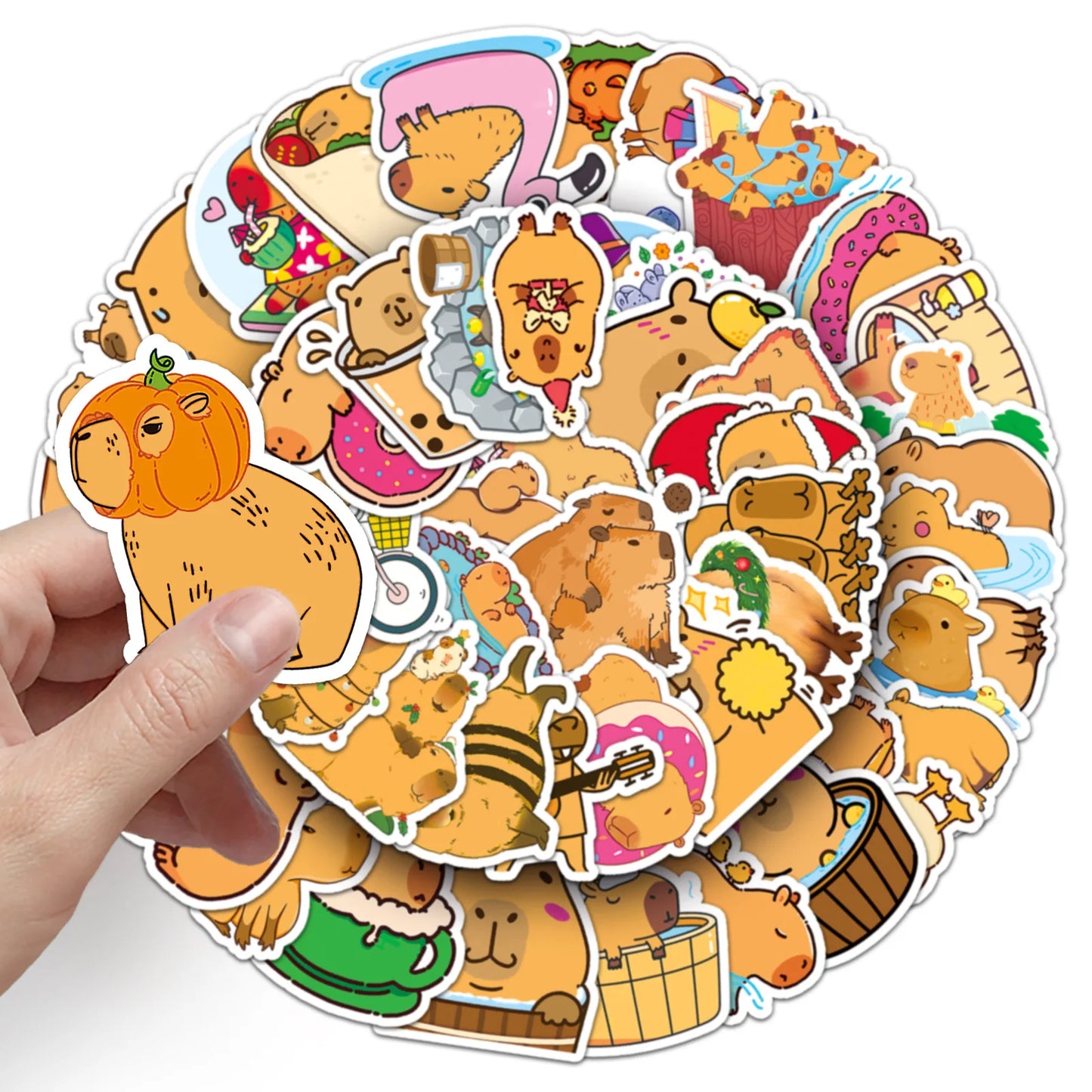 50PCS   Cartoon Animal Capybara Sticker Graffiti iPad Desk Notebook  Car Computer Pattern Scrapbook Toy Decoration