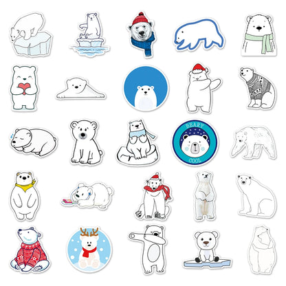 50PCS Polar Bear Cartoon Personality Graffiti Stickers Skateboard Luggage Laptop Mug Waterproof