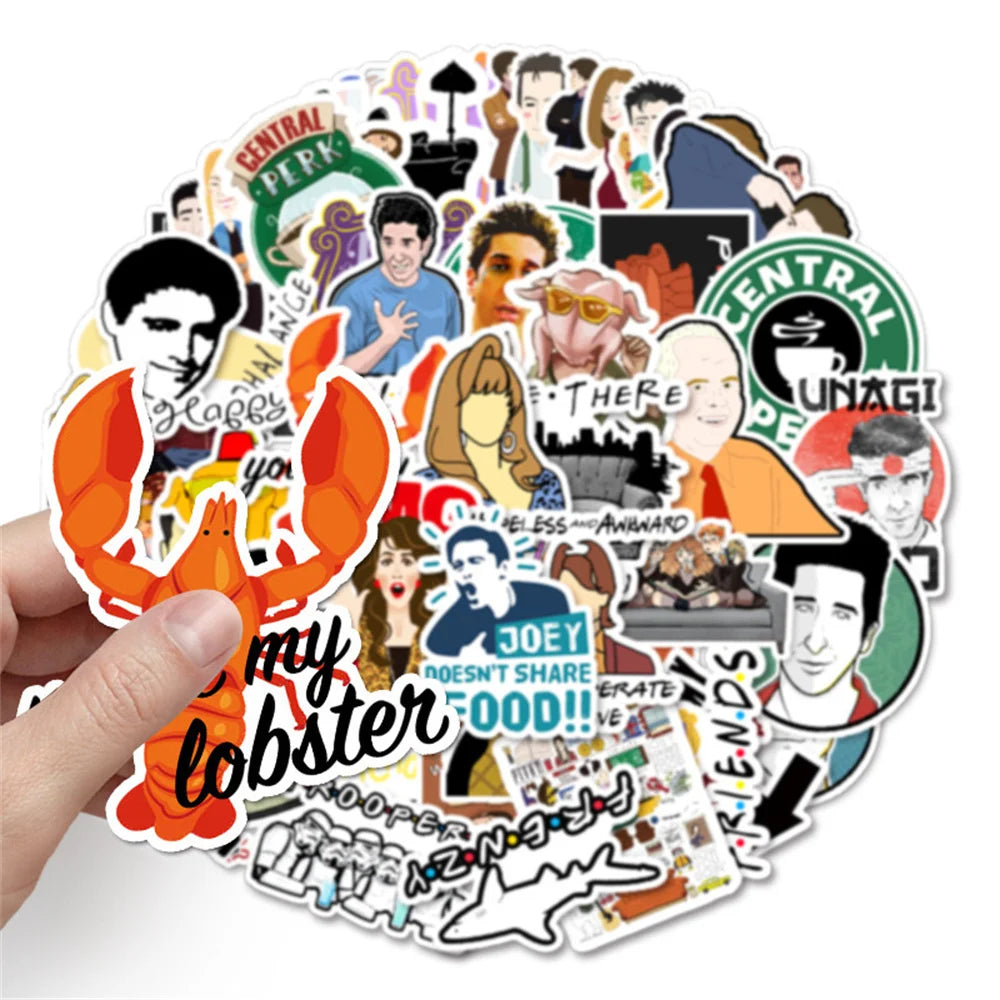 55 pieces of friend doodle stickers, personalized and creative waterproof decoration trend refrigerator cup helmet laptop phone case decoration stickers