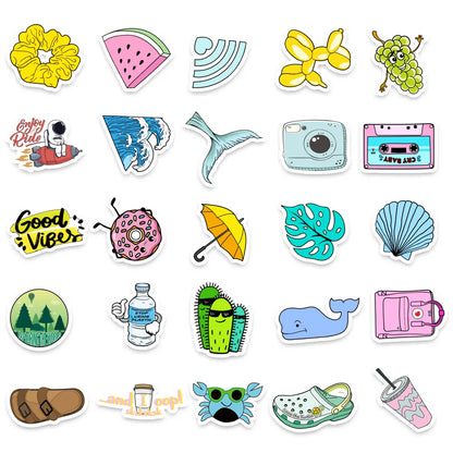 49PCS  Small Fresh Style Graffiti Stickers Personalized Creative Trend DIY Decorative Stickers Water Cup Suitcase Computer Car Skateboard Fashion Exquisite Popular Decals Toys
