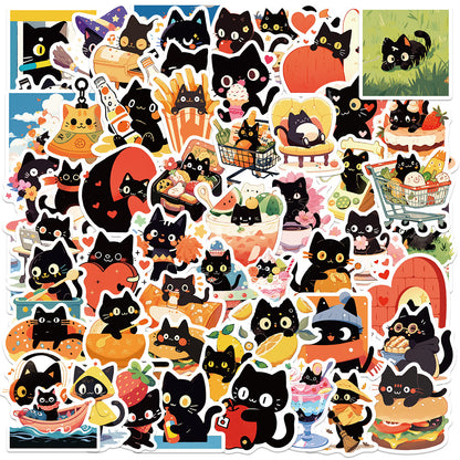 50PCS Classic Cute Cat Doodle Stickers, Timeless Cartoon Kitty Decals for Endless Adoration and Crafts