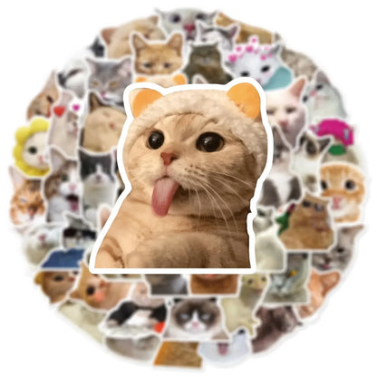 50PCS Fashionable Cute Cartoon Cat Graffiti Sticker Decoration DIY Guitar Laptop Mobile Phone Luggage  Notebook