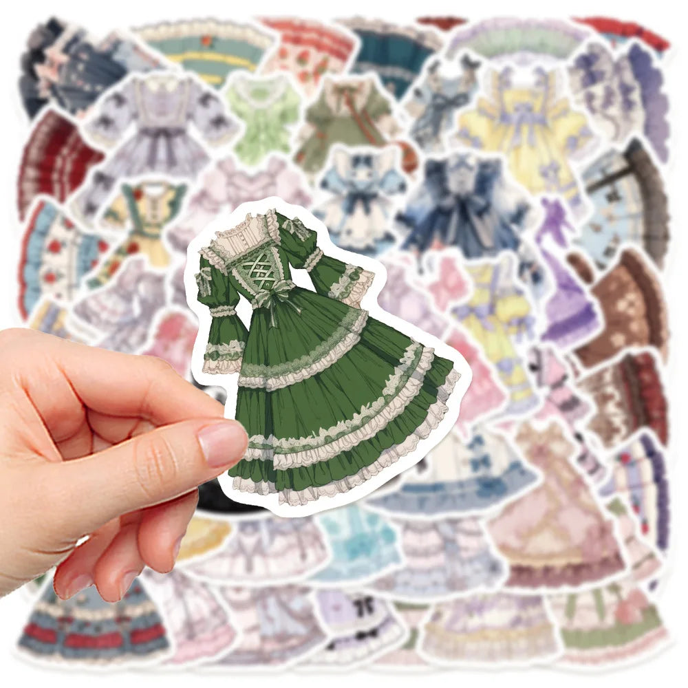 50PCS Cute Cartoon Lolita Doodle Stickers Exquisite Fashion DIY Journal Decorative Decals Suitable for Phone Cases, Laptops, Skateboards, Water Bottles, Helmets, and Stationery Boxes