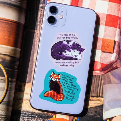 50PCS Cartoon Literary Healing Text Animal Creative Graffiti Sticker Bicycle Scooter DIY Laptop Guitar Computer