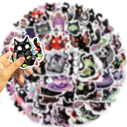 50PCS Funny Scared Cat Stickers - Hilarious Cartoon Decals for Laptop, Phone Case, Water Bottle & Pet Owner Gifts