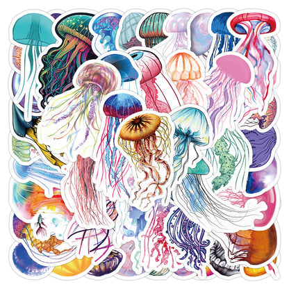 50PCS Medusan Consciousness Stickers - Bioluminescent Sentience Decals for Pre-Nervous System Journals, Neural Network Precursor Maps & Mind Without Brain Studies