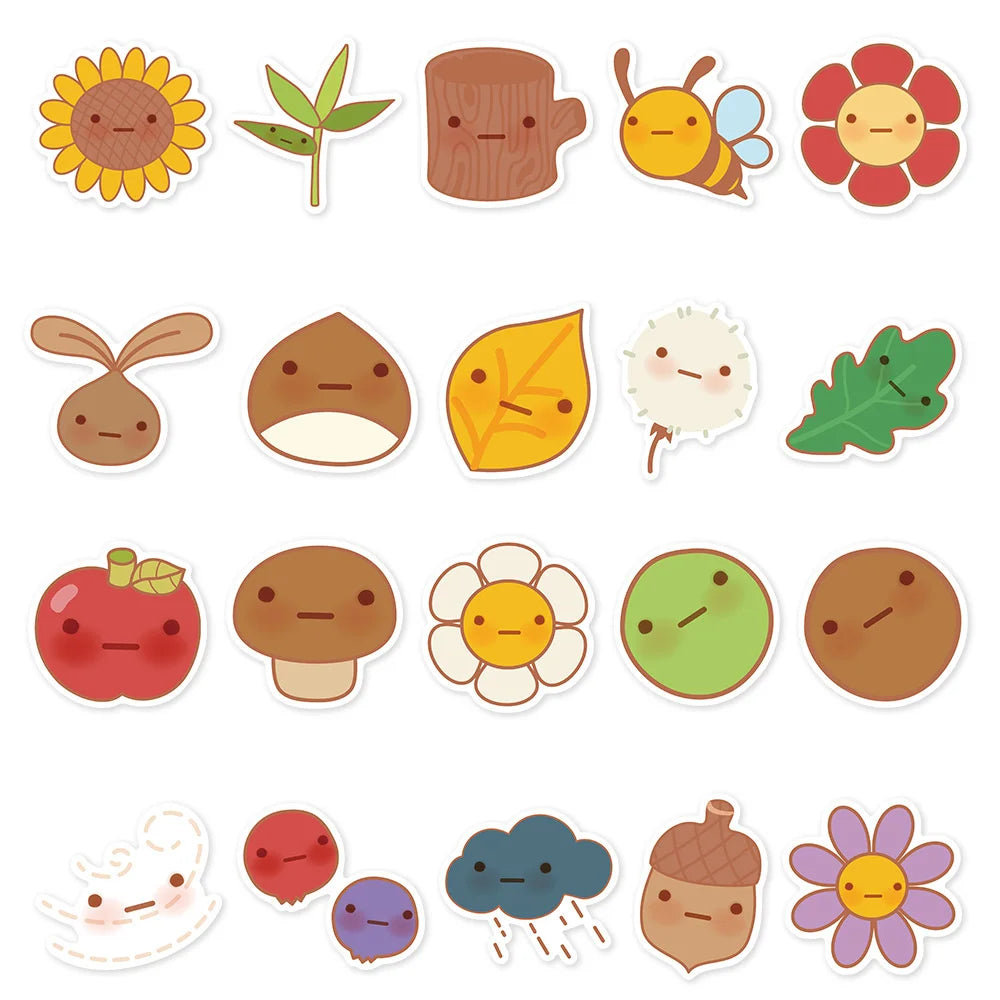 43PCS Cartoon Cute Plants Graffiti Stickers Personality Fashion Creative DIY Decoration Stickers Refrigerator Water Cup Skateboard Guitar Helmet Popular Decals Toys