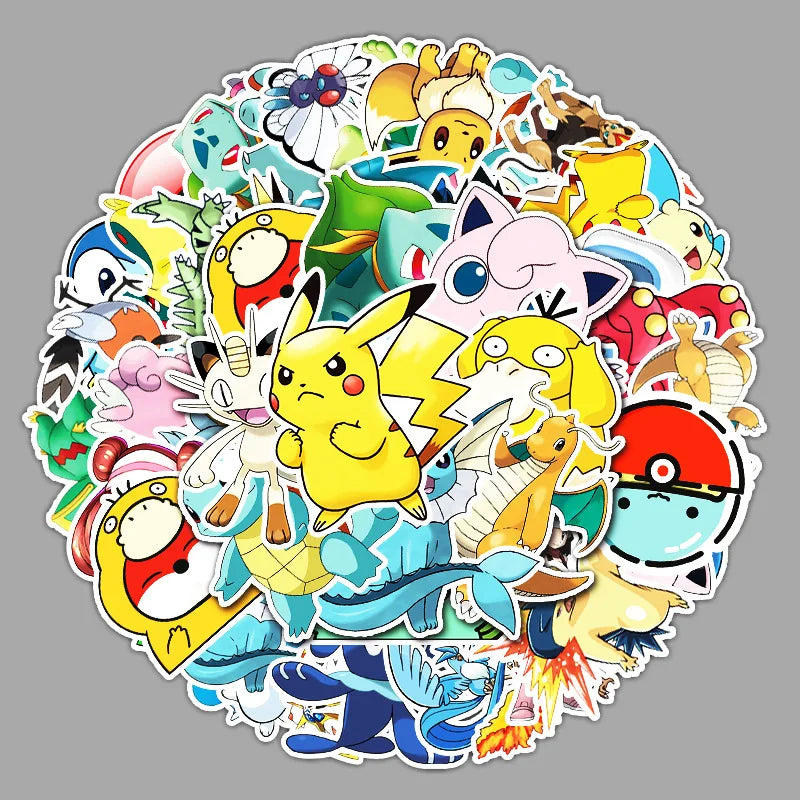 50PCS            Pokémon Cartoon Sticker Waterproof Sticker Skateboard Luggage Phone Shell Decorative Sticker