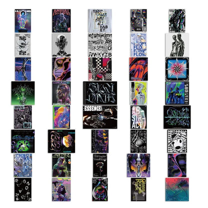 50PCS Trendy Style Acidic Design Graffiti Sticker Waterproof Luggage Refrigerator Water Cup Personalized Sticker