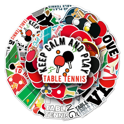 50PCS Cartoon Table Tennis Sticker Graffiti iPad  Helmet Car Guitar DIY Personalized Wall Sticker Toy Decoration