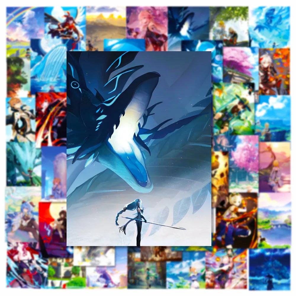 50PCS Cartoon Genshin Impact Sticker Graffiti iPad Notebook Helmet Car Computer Pattern Scrapbook Toy Decoration